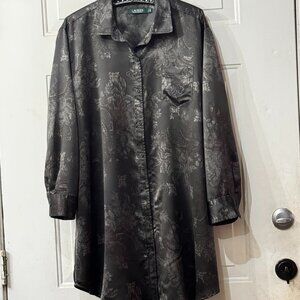 Lauren Ralph Lauren Sz L Long Sleeve Tunic  Nightshirt Monogram Embroidered